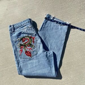 Embroidered Dragon Blue Jeans